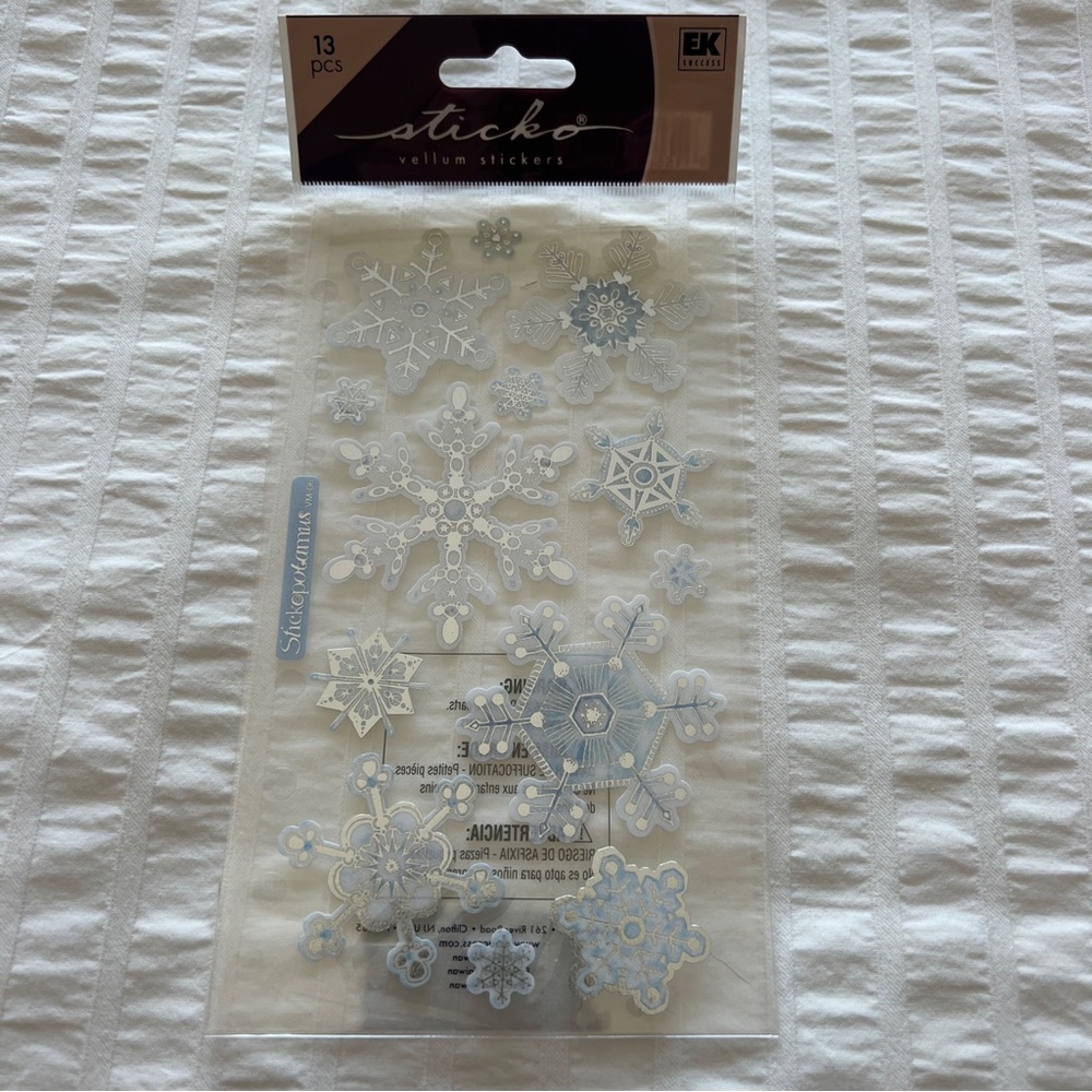 NWT EK Success Sticko Vellum Metallic Snowflakes Sticker Set